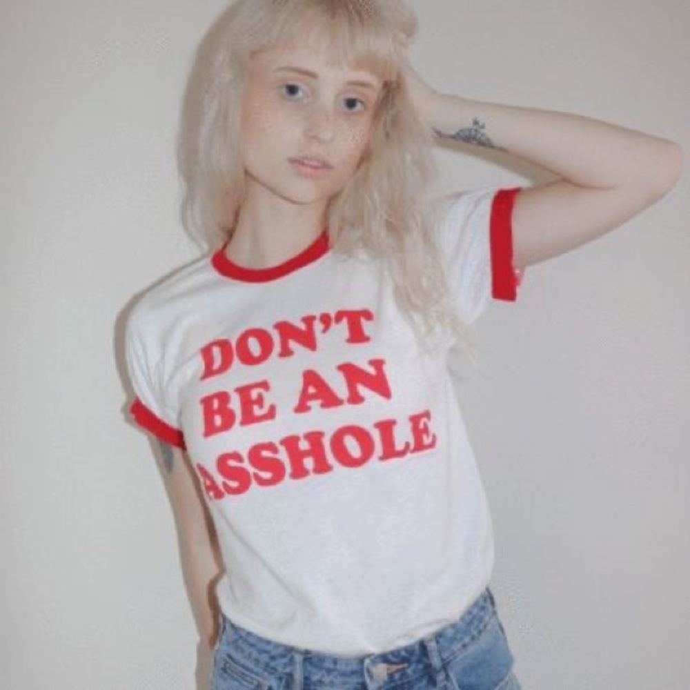 NWOT “Dont Be An Asshole” Ringer Tee Size Uni-Sex M (Womens Large)
